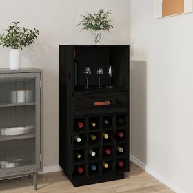 FAMIROSA Armoire à vin Noir 45x34x100 cm Bois de pin Massif 16.8KG 