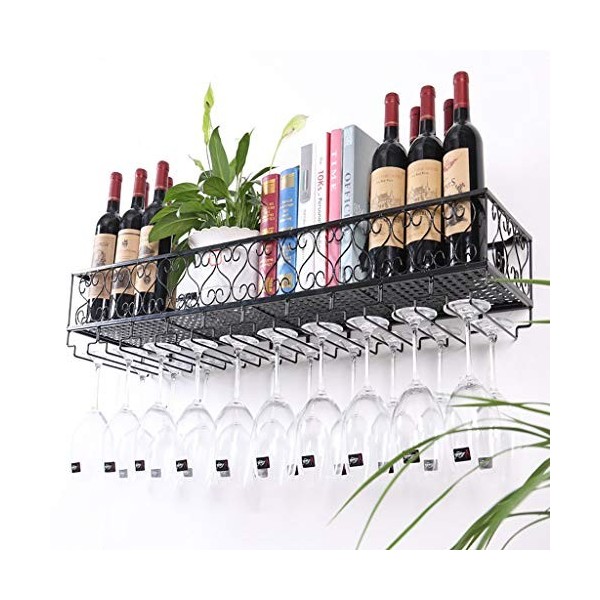 ANSNOW Cadre En Verre À Vin En Verre Casier À Vin Mural En Métal, Salle À Manger Et Salon, Présentoir À Vin, Étagère, Casier 