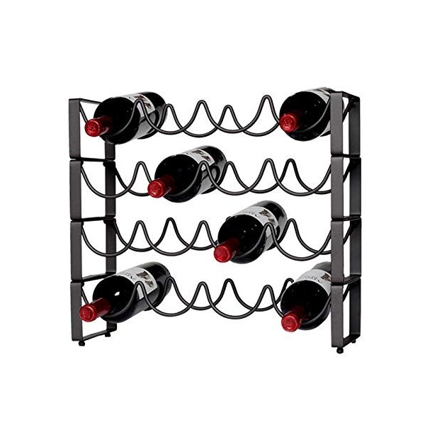 ELzEy Casier à vin sur Pied en Fer Artisanal, Support à vin Noir Simple pour Le Stockage du vin, Support à vin de Table pour 