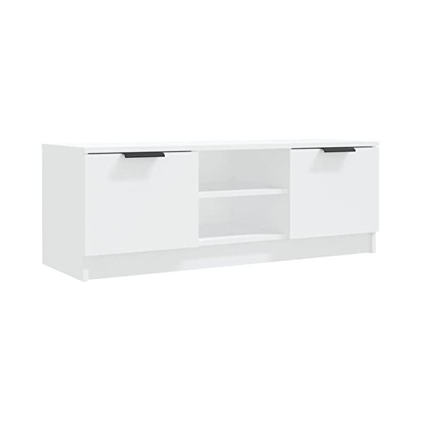 Tidyard Meuble TV Banc TV Meuble de Salon Blanc 102x35x36,5 cm Bois dingénierie