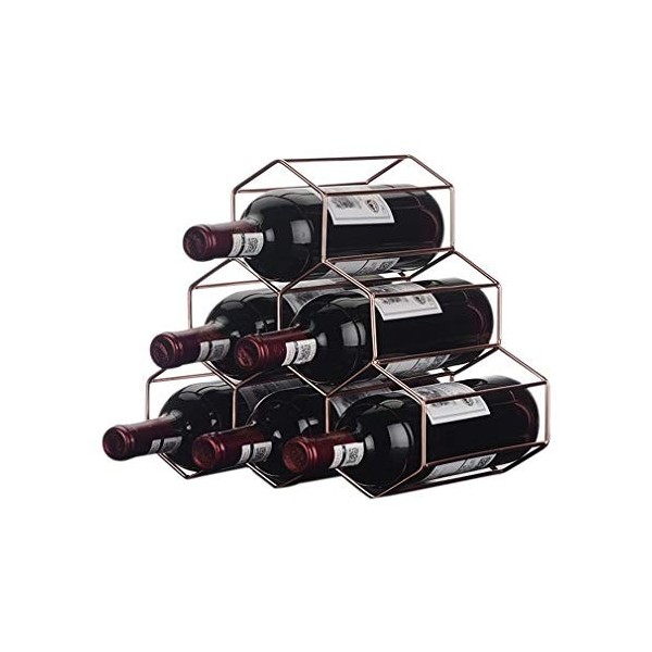ELzEy Casier à vin en métal pour 6 Bouteilles Porte-Bouteille de vin en nid dabeille sur Pied Portable pour la décoration in