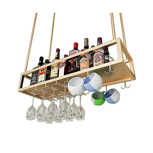 TZUFA Casier à vin avec Support en Verre pour Verres à Pied, casier à vin Suspendu au Plafond, étagère de Rangement pour vin 