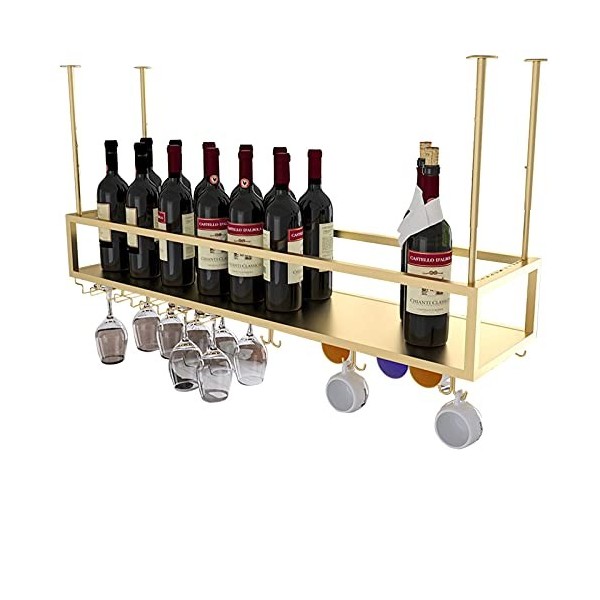 TZUFA Casier à vin de Plafond, Porte-Bouteille de vin Industriel, étagère de Stockage de vin en métal, présentoir Multifoncti