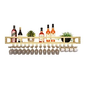 TZUFA Casier à vin Industriel, étagère à vin Murale avec Porte-Verres, étagère de Rangement en métal, présentoir Multifonctio