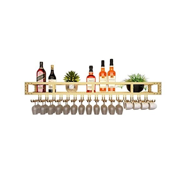 TZUFA Casier à vin Industriel, étagère à vin Murale avec Porte-Verres, étagère de Rangement en métal, présentoir Multifonctio