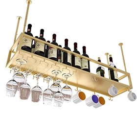 Casier à vin Plafond Porte-Bouteille de Vin Suspendu Étagère de Rangement de Vin en Métal À lenvers Porte-gobelets à Vin Déc