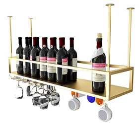 TZUFA Casier à vin Porte-verre à vin au plafond, porte-bouteille de vin suspendu, porte-vin mural, porte-verres à pied, organ
