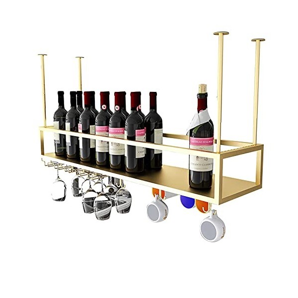 TZUFA Casier à vin Porte-verre à vin au plafond, porte-bouteille de vin suspendu, porte-vin mural, porte-verres à pied, organ