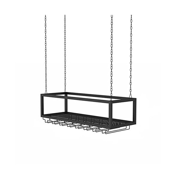 TZUFA Casier à vin de Plafond en chaîne de Fer en métal Noir, Porte-Bouteille de vin Suspendu, Support de Stockage de vin à l