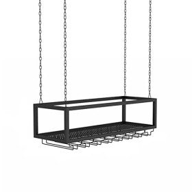 Casier à vin Casier à vin de Plafond, Support de Verre à vin Suspendu, Porte-Bouteille de vin Mural en chaîne de Fer en métal