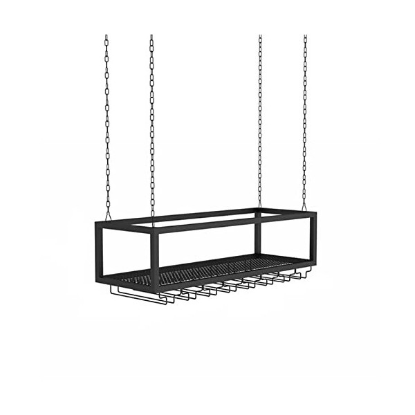 Casier à vin Casier à vin de Plafond, Support de Verre à vin Suspendu, Porte-Bouteille de vin Mural en chaîne de Fer en métal