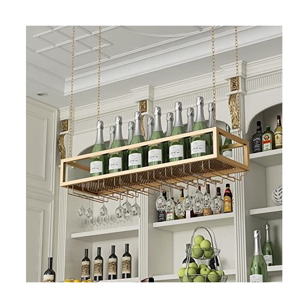TZUFA Support de gobelet de casier à vin suspendu, étagère de stockage de vin de plafond de chaîne de fer en métal, support d