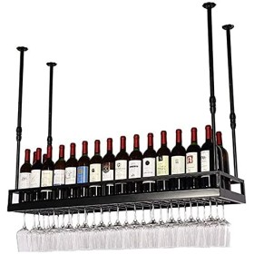 Boxbit Casier à vin, Bar, Restaurant, Suspendu, casier à Verres à vin, Fer rétro européen Suspendu à lenvers, étagère à Bout