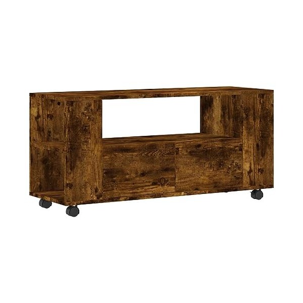vidaXL Meuble TV chêne fumé 102x34,5x43 cm Bois dingénierie