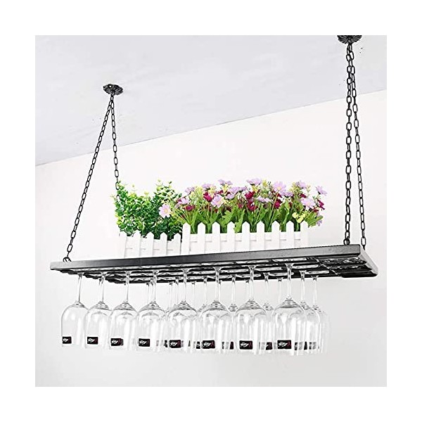 Boxbit Casier à vin, bar, restaurant, casier à verres à vin, art du fer à la maison, support de bouteille de vin suspendu au 