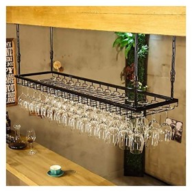 Qunine Casier à verres à vin mural – Porte-gobelet à suspension, présentoir suspendu rétro en fer forgé, étagère de décoratio