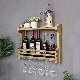 ANSNOW Casier À Vin Mural Industriel À 2Ux, Organisateur de Bouteilles Et de Verres, Étagères de Stockage de Vin À Domicile, 