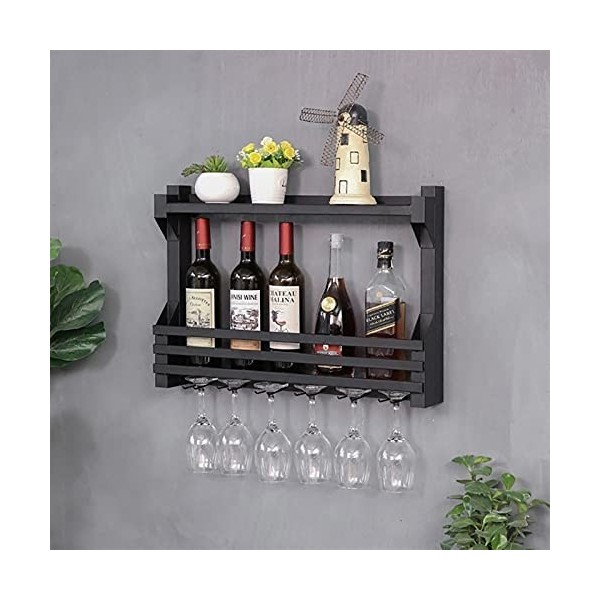 ANSNOW Casier À Vin Mural Industriel À 2Ux, Organisateur de Bouteilles Et de Verres, Étagères de Stockage de Vin À Domicile, 