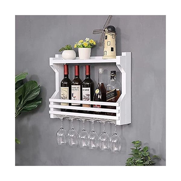 ANSNOW Casier À Vin Mural Industriel À 2Ux, Organisateur de Bouteilles Et de Verres, Étagères de Stockage de Vin À Domicile, 