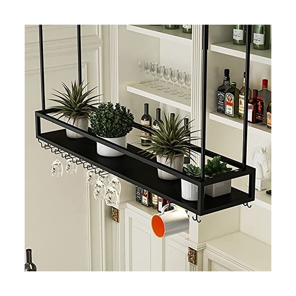 ANSNOW Casier À Vin Monté Au Plafond, Porte-Bouteille de Vin Suspendu, Support Mural en Fer pour Vin, Présentoir de Stockage 