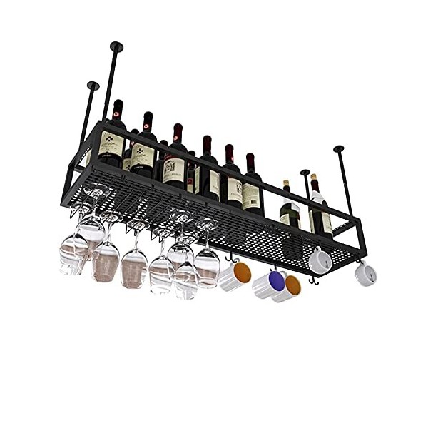 ANSNOW Casier À Vin Suspendu avec Support en Verre Et Étagère en Métal pour Verres À Vin, Support Suspendu pour Bouteilles de