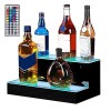 Miuxe Présentoir Éclairé pour Bouteilles dalcool, 2 Étapes Étagères De Bar Éclairées par LED De 40,6 À 76,2Cm, Tables Daffi