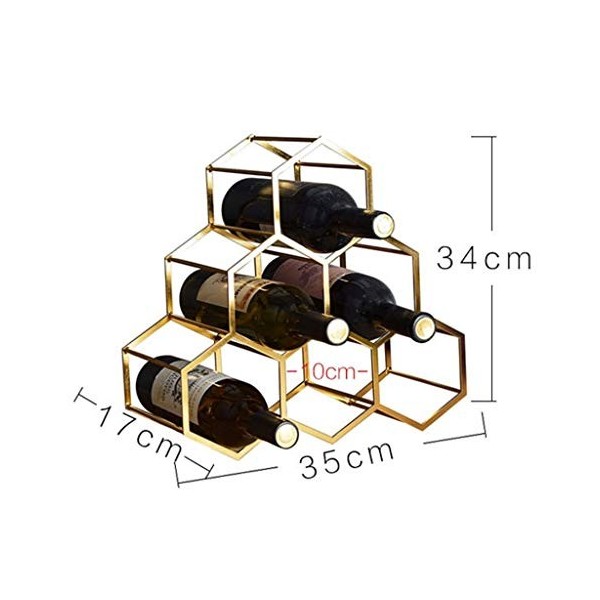 Casier à vin sur pied, casier à vin géométrique en métal, support à vin pour 6 bouteilles pour le stockage du vin, petit casi
