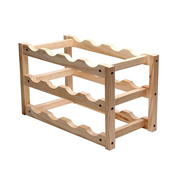 ELzEy Casier à vin Casier à vin sur Pied pour 12 Bouteilles en Noyer 46 x 28 x 24 cm, Armoire à vin en Bois Robuste, présento