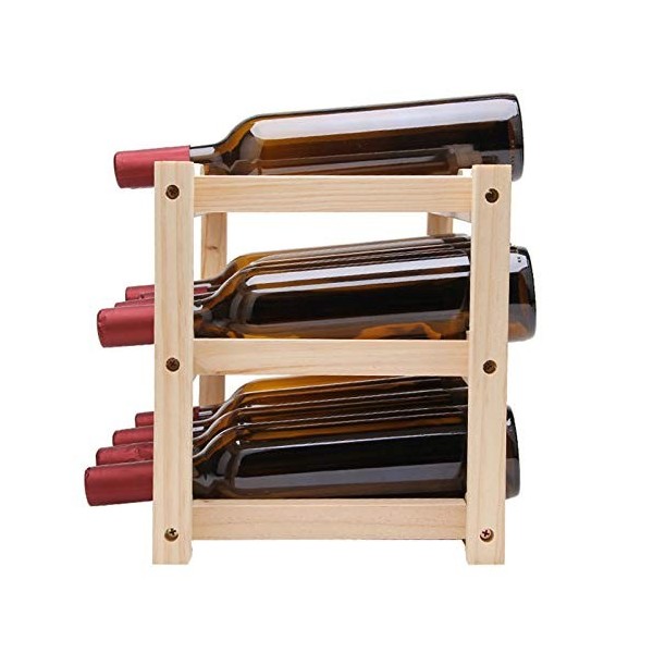 ELzEy Casier à vin Casier à vin sur Pied pour 12 Bouteilles en Noyer 46 x 28 x 24 cm, Armoire à vin en Bois Robuste, présento