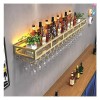 Étagère à Vin Murale Étagères Flottantes For Unité De Bar, Casiers À Vin Muraux Avec Lumière LED, Support À Verres À Vin Inve
