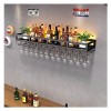 Étagère à Vin Murale Étagères Flottantes For Unité De Bar, Casiers À Vin Muraux Avec Lumière LED, Support À Verres À Vin Inve
