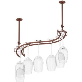 Casier à vin suspendu avec support en verre et étagère, support de verre à vin de bar, casier à vin à lenvers, style simple,