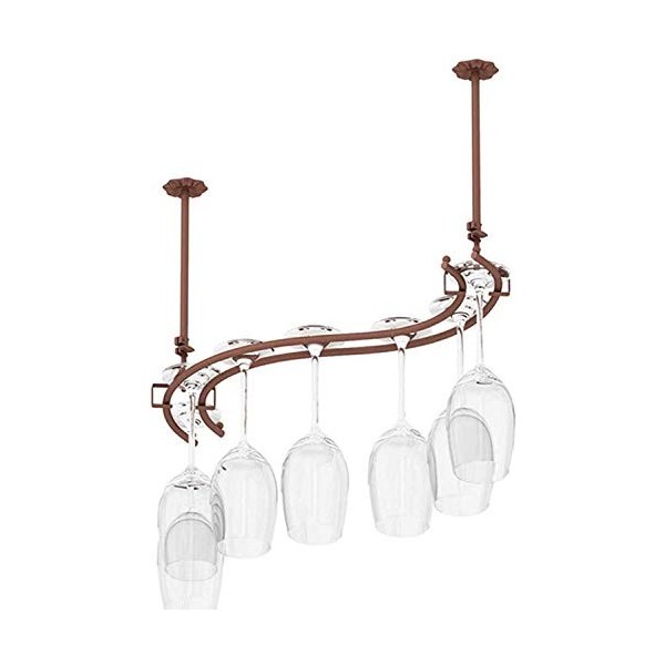 Casier à vin suspendu avec support en verre et étagère, support de verre à vin de bar, casier à vin à lenvers, style simple,