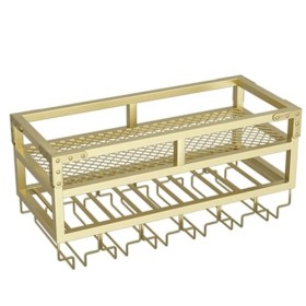 Casier À Vin Industriel Mural, Porte-Bouteille de Vin À 2 Niveaux, Casier À Verres À Vin Suspendu pour Cuisine, Restaurant C