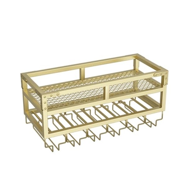 Casier À Vin Industriel Mural, Porte-Bouteille de Vin À 2 Niveaux, Casier À Verres À Vin Suspendu pour Cuisine, Restaurant C