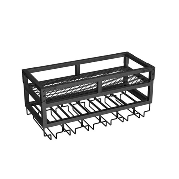 Casier À Vin Industriel Mural, Porte-Bouteille de Vin À 2 Niveaux, Casier À Verres À Vin Suspendu pour Cuisine, Restaurant C