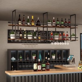 UDaca Étagère à vin au Plafond pour casier à vin, Support de Verre à vin Suspendu à lenvers | Support de Bouteille de vin de