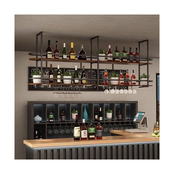 UDaca Étagère à vin au Plafond pour casier à vin, Support de Verre à vin Suspendu à lenvers | Support de Bouteille de vin de