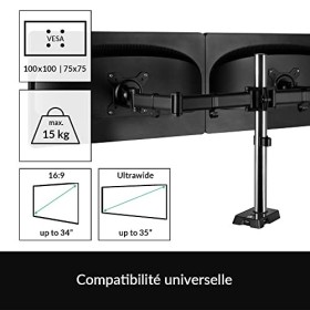 ARCTIC Z2 Gen 3 - Support Double pour Deux écrans Ultra-Larges jusquà 34"/35", jusquà 15 kg/33 Ibs par Bras, Bras écran P