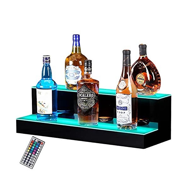 Présentoir De Bouteille De Vin Présentoir De Bouteille dalcool Éclairé par LED 2 Étapes, Casiers À Vin Boissons Étagères Dé