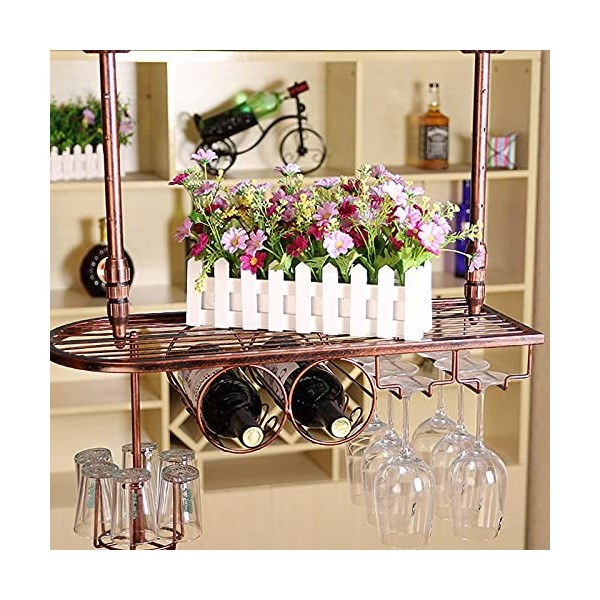 Casier à vin Casier à vin Suspendu créatif, Cintre en Verre à vin en Fer, Support à vin à lenvers, étagère de Stockage de vi