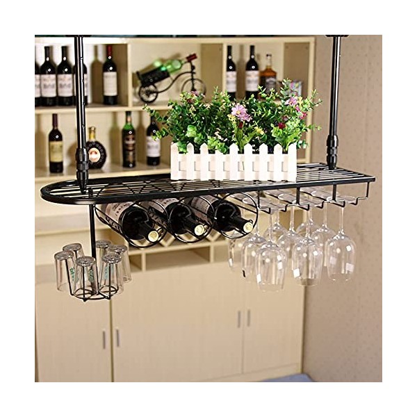 Casier à vin Casier à vin Suspendu créatif, Cintre en Verre à vin en Fer, Support à vin à lenvers, étagère de Stockage de vi