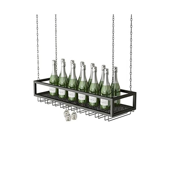ANSNOW Casier À Verres À Vin Suspendu - Casier À Vin Bar Restaurant Porte-Bouteilles de Vin Suspendus, Verres À Pied En Métal