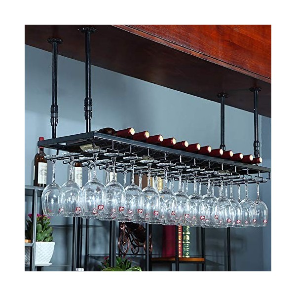 Casier à vin en Fer forgé au Plafond, Porte-gobelet inversé, présentoir de décoration de Bar et de Restaurant, Hauteur et esp