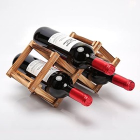 Casier à vin à 3 Bouteilles, casier à vin en Bois casier à vin autoportant, Protecteur de casier à vin Pliable, présentoir à 