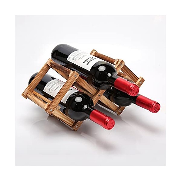 Casier à vin à 3 Bouteilles, casier à vin en Bois casier à vin autoportant, Protecteur de casier à vin Pliable, présentoir à 