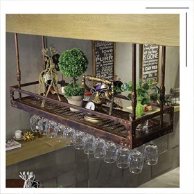 Casier à vin Étagères suspendues au Plafond Porte-Bouteille Étagère en Verre, décor à vin Bar casier à Verre à vin, décor rét