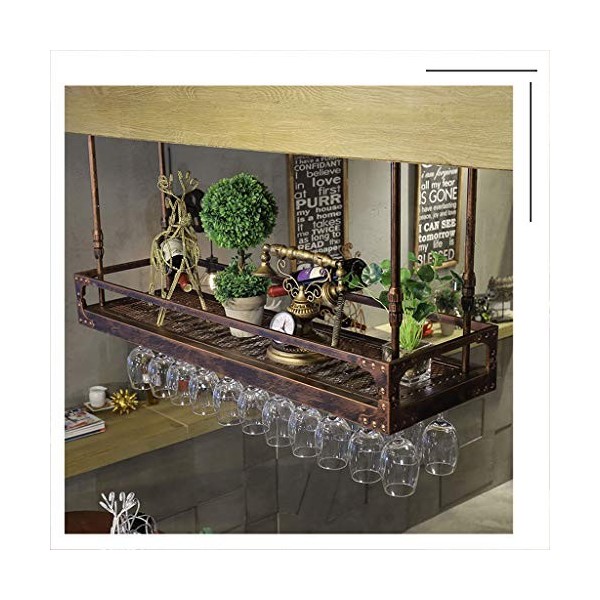 Casier à vin Étagères suspendues au Plafond Porte-Bouteille Étagère en Verre, décor à vin Bar casier à Verre à vin, décor rét