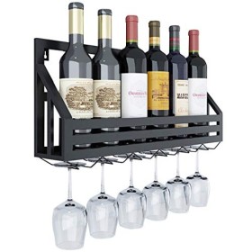 ANSNOW Casier À Vin Mural En Fer Avec Cadre En Verre À Vin, Présentoir À Vin de Restaurant de Cuisine, Support Décoratif, Cas