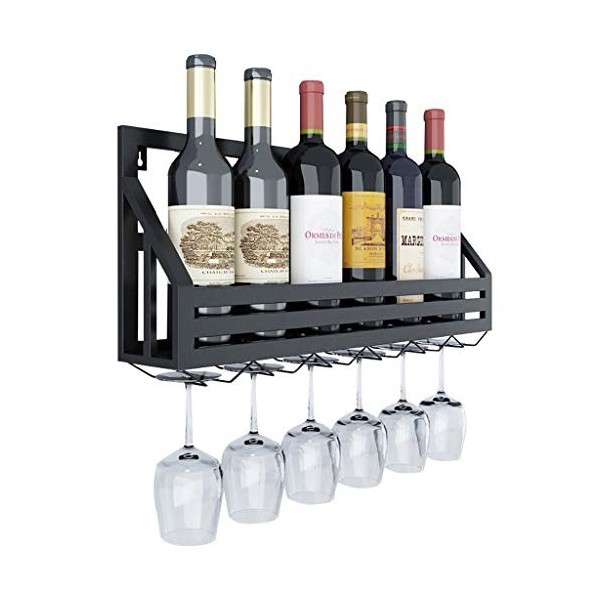 ANSNOW Casier À Vin Mural En Fer Avec Cadre En Verre À Vin, Présentoir À Vin de Restaurant de Cuisine, Support Décoratif, Cas